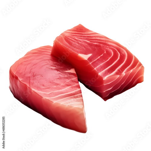 Raw tuna meat isolated on transparent background