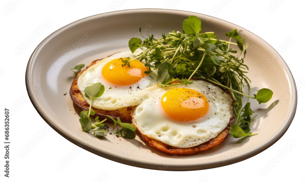 A gourmet serving of fried eggs on toast. Top star restaurant A gourmet serving of fried eggs on toast. Top star restaurant