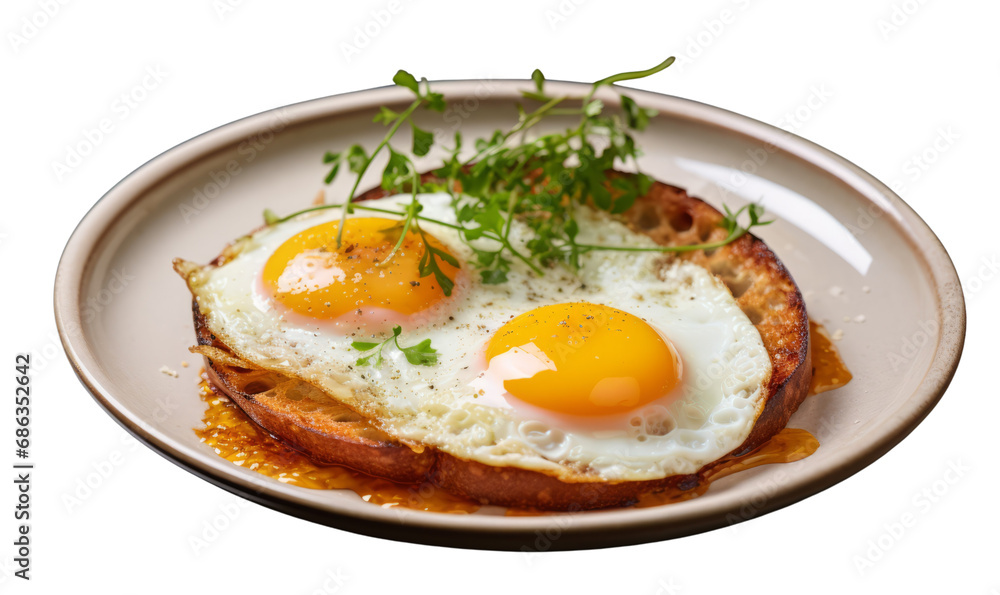A gourmet serving of fried eggs on toast. Top star restaurant A gourmet serving of fried eggs on toast. Top star restaurant