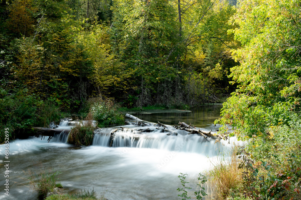 Small water fall on Spearfish Creek in South Dakota. Small water fall on Spearfish Creek in South Dakota.