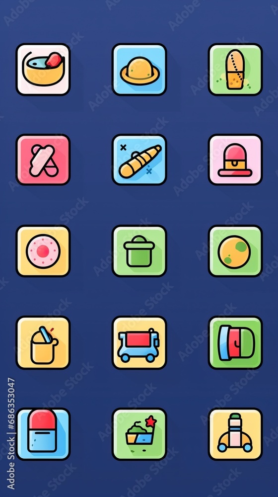 UI icon design, dozen, travel icon design, simple, linear, cute, multicolor, flat, clean background UI icon design, dozen, travel icon design, simple, linear, cute, multicolor, flat, clean background