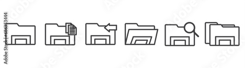 Folders icon set, folders vector illustration, Folder, copy to, move to, open, search and choose location folder isolated on transparent background.