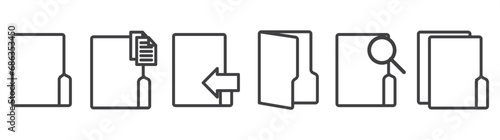 Icon set of line folders. Folders icon set, folders vector illustration, Folder, copy to, move to, open, search and choose location folder isolated on transparent background.
