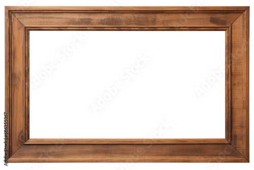 Wooden picture frame isolated on transparent background.