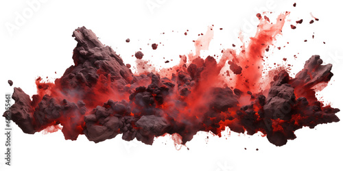 Explosion border with dark smoke, red lava and rock. Generative AI photo
