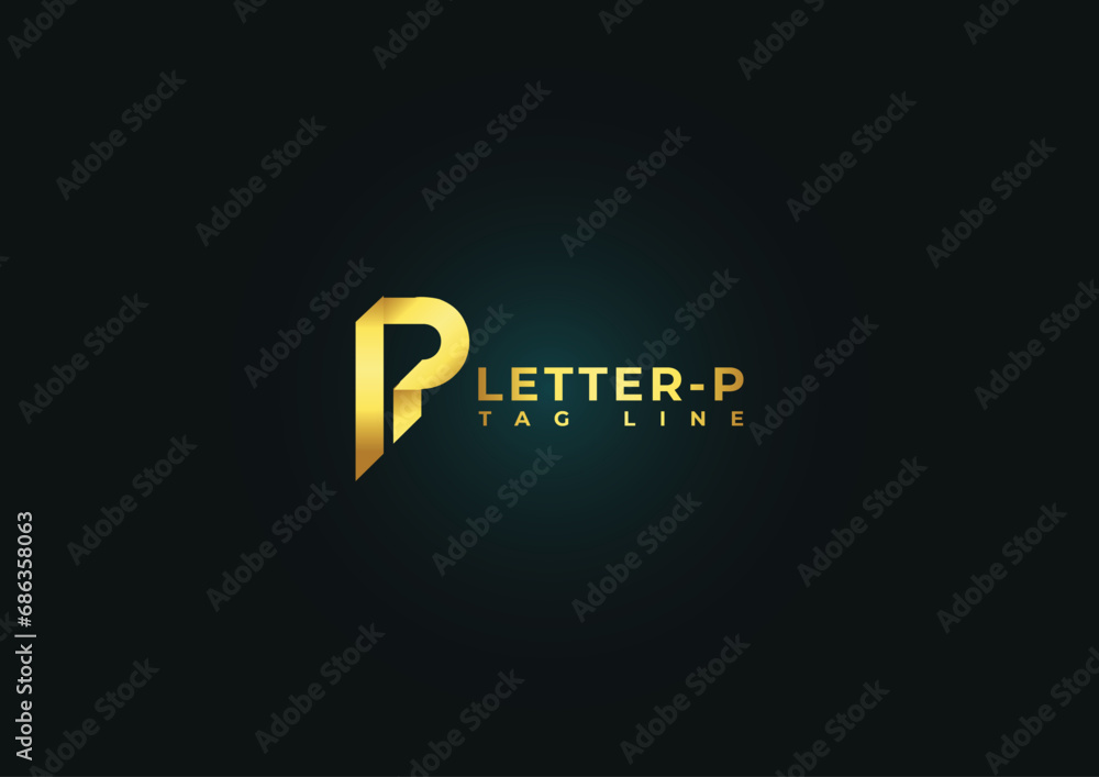 Obraz premium Luxury P letter logo sign vector design. Elegant linear monogram