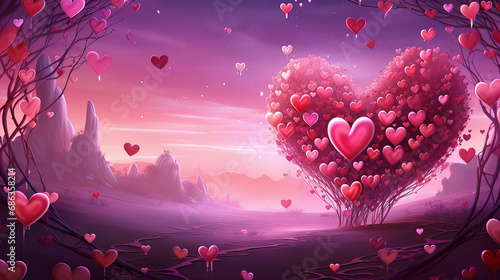 Beautiful abstract Valentines day hearts background. High quality photo