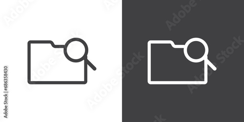 Searching folders icon vector, Folder Icon in trendy line style isolated on black and white background.
