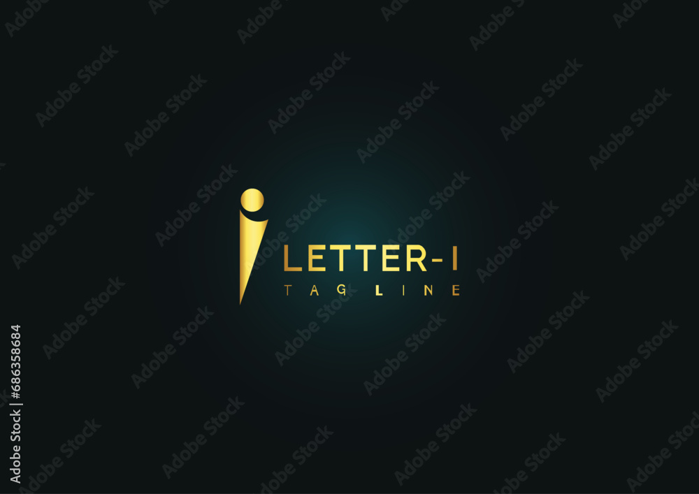 Luxury I letter logo sign vector design. Elegant linear monogram - obrazy, fototapety, plakaty 