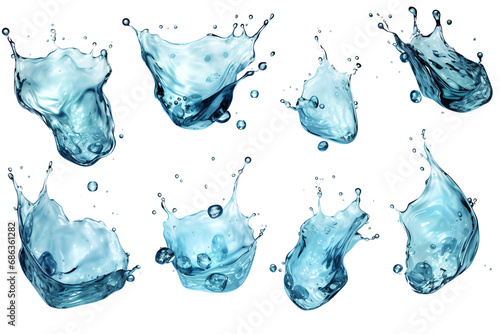 An assemblage of water sheet images. Isolated on a transparent PNG background. photo