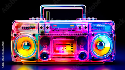 Boombox with speakers and boombox in the middle of it.