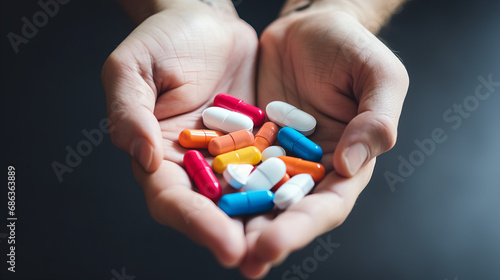 handful of colorful pills 