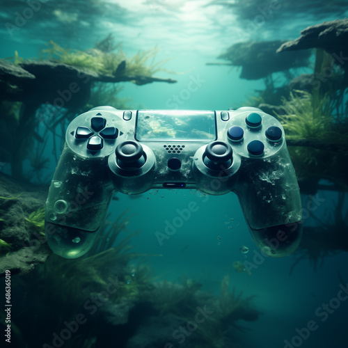 Gamepad game controller underwater in ocean