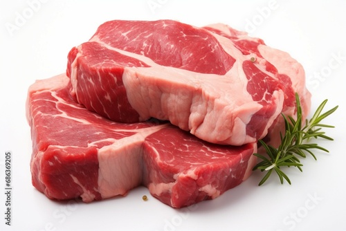 Fresh raw beef captured in isolation against a white background for clarity photo