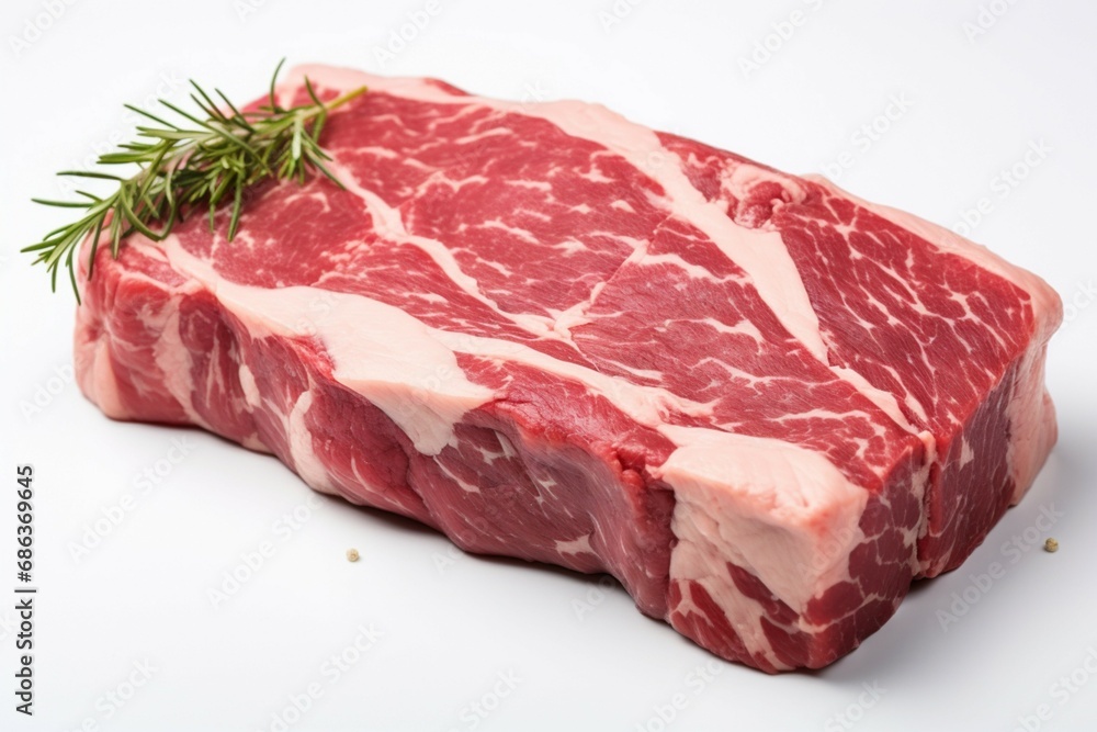 Fresh raw beef captured in isolation against a white background for clarity