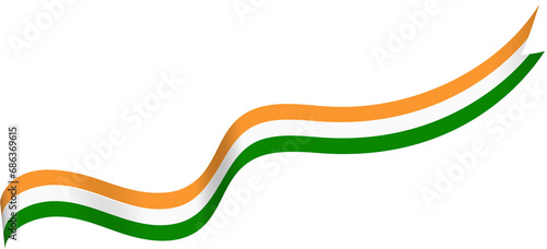 Indian Flag Independence Day Wavy Line Ribbon
