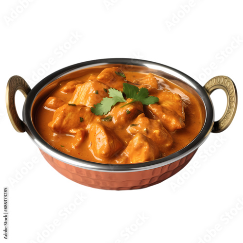 Indian butter chicken curry isolated on transparent background