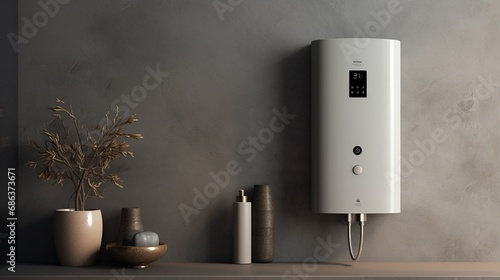 A smart water heater with programmable settings for energy-efficient hot water supply.