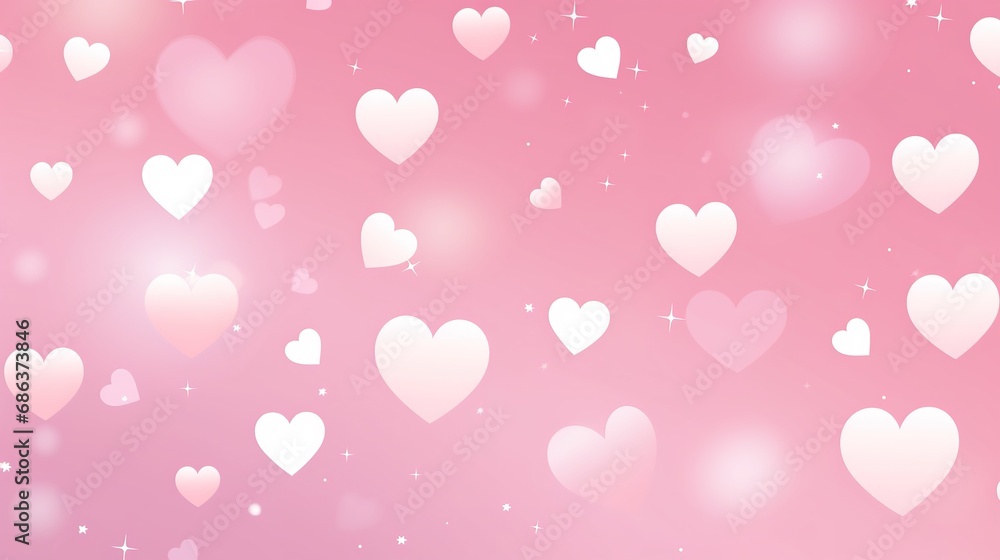 Festive pink background with hearts and stars scattered around the edges, perfect for Valentine's Day design