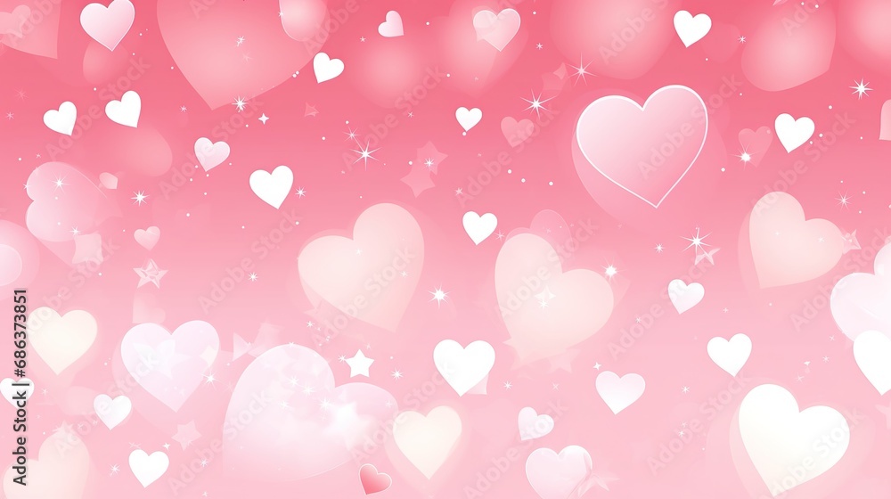 Festive pink background with hearts and stars scattered around the edges, perfect for Valentine's Day design
