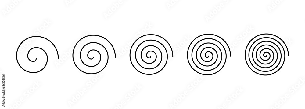 Collection of simple spirals. Linear decorative spirals Collection of simple spirals. Linear decorative spirals