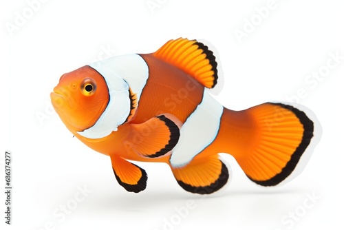 A single clownfish isolated on white background