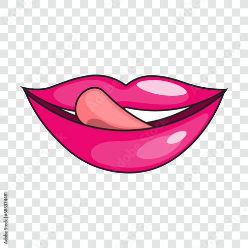 Pink lips and tongue, vector illustration.
