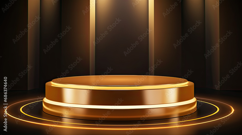 Gold podium and ring with illumination effect