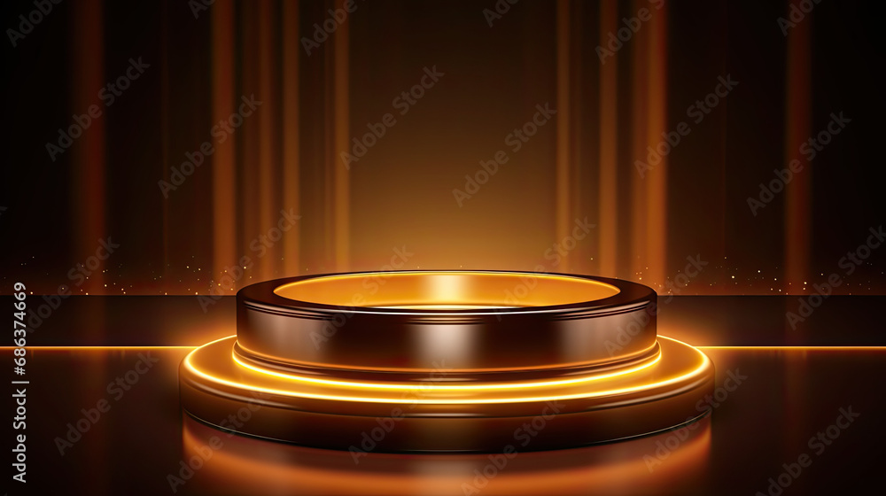 Gold podium and ring with illumination effect Gold podium and ring with illumination effect