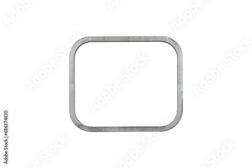 Square metal frame of transport window with rounded edges is isolated on transparent background.