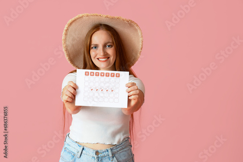 Young woman with menstrual ...