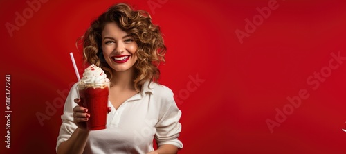 Woman Holding a Ice Coffee ...