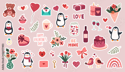 Big set of stickers for Valentine's day