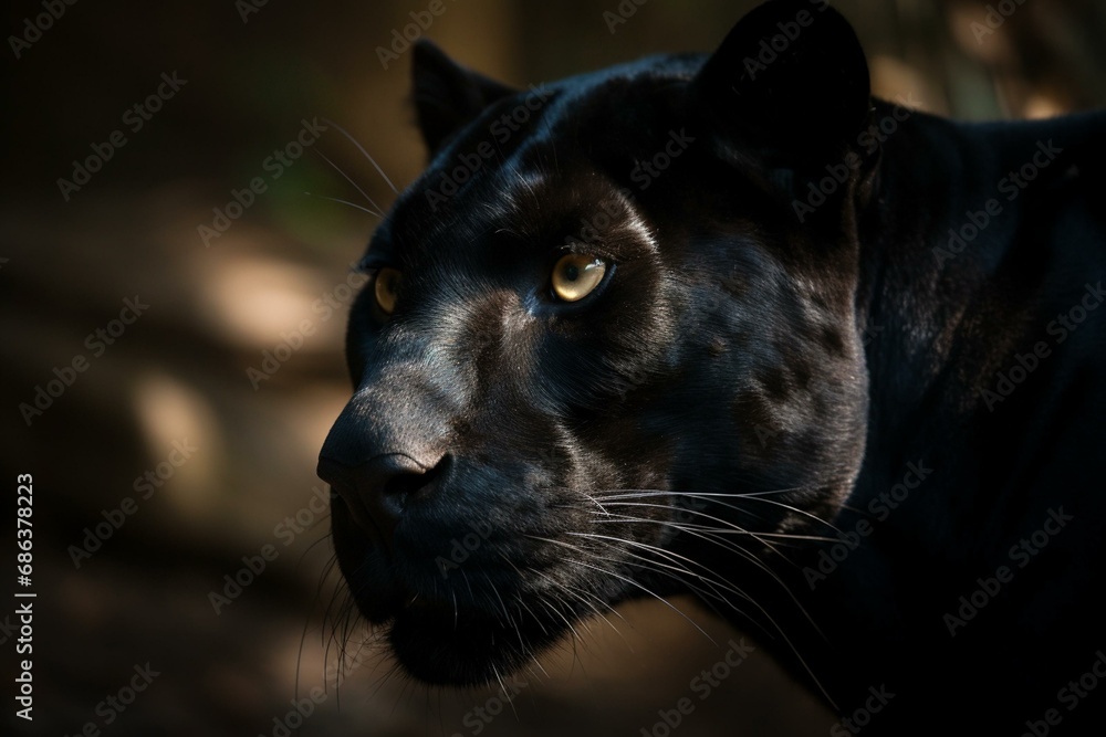 A dark and enigmatic panther. Generative AI