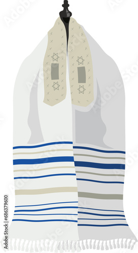 jewish tallit with decorations photo