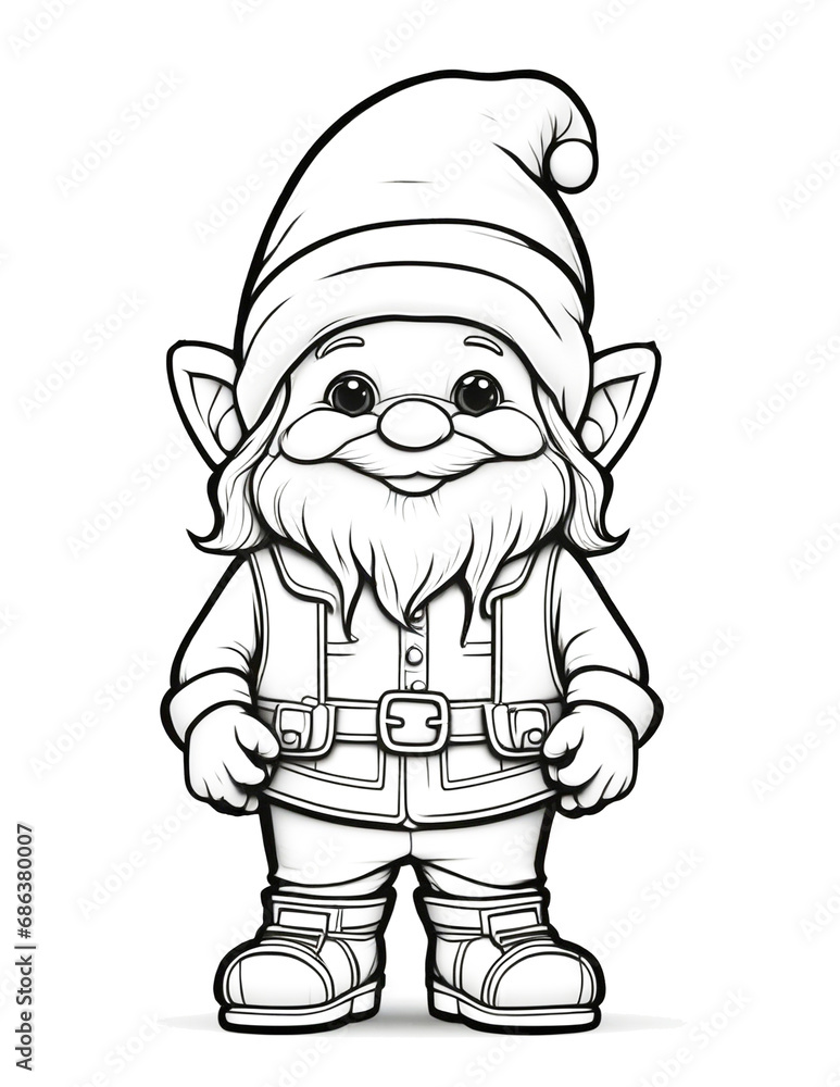 cute  funny christmas elf coloring page for kids