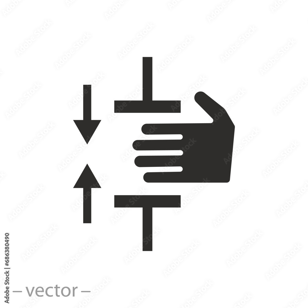 pinched fingers icon, press down your hand, clamped hand, injury fingers, flat symbol - vector illustration pinched fingers icon, press down your hand, clamped hand, injury fingers, flat symbol - vector illustration