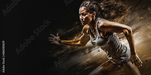 Woman runner. Young athletic woman running a marathon in running clothes. Sport, running.