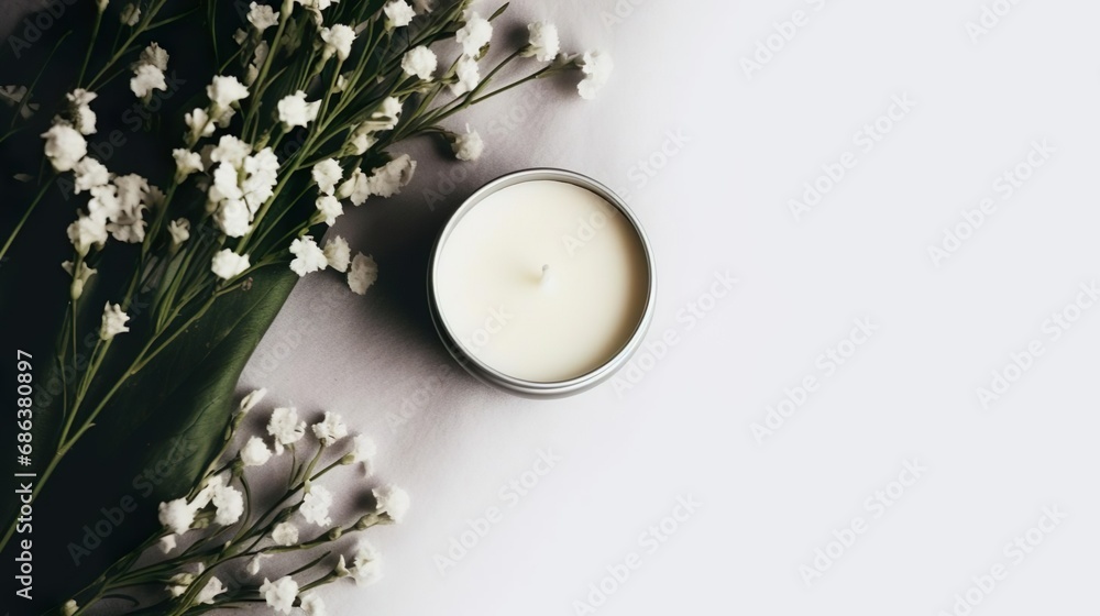 White Candle Tin Metal White Candle Tin Metal