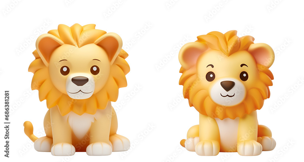 A 3D Rendered Banner for Children’s Plastic Bath Toys: Cute Lion Set, King of the Jungle, Isolated on Transparent Background, PNG A 3D Rendered Banner for Children’s Plastic Bath Toys: Cute Lion Set, King of the Jungle, Isolated on Transparent Background, PNG