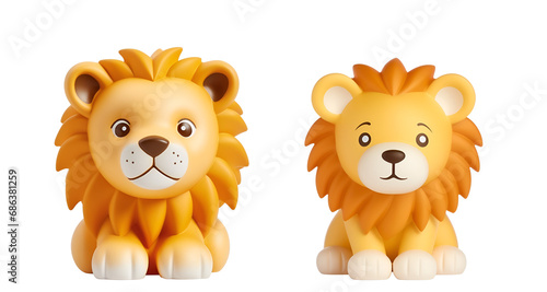 3D Rendering Banner for Children   s Plastic Bath Toys  A Cute Lion Set  King of the Jungle  Isolated on Transparent Background  PNG