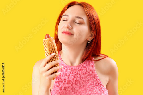 Beautiful young woman with ...