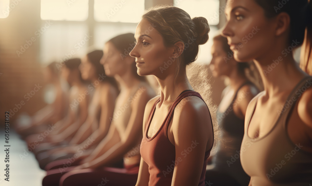 Yoga athlete woman in gym doing exercises. Yoga athlete woman in gym doing exercises.