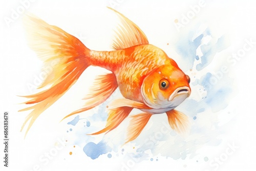 golden fish in watercolor