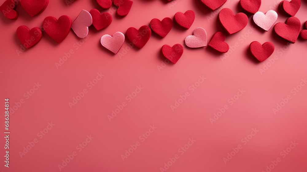 Hearts on a pink background, Valentin's day