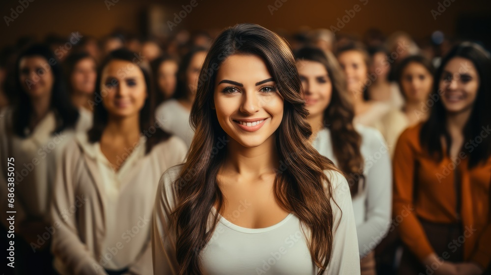 Obraz premium Portrait of a successful young business woman in a business suit. A woman entrepreneur, leader.