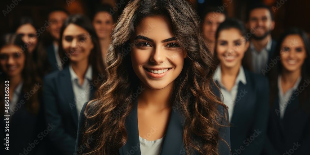 Female entrepreneur confidently leading a team meeting. Businesswoman, women in business Female entrepreneur confidently leading a team meeting. Businesswoman, women in business