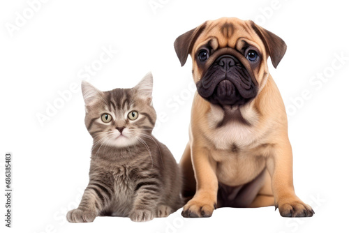 Dog and kitten isolated on transparent background © Pixel Alchemy