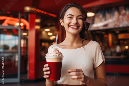 Woman Holding a Ice Coffee ...