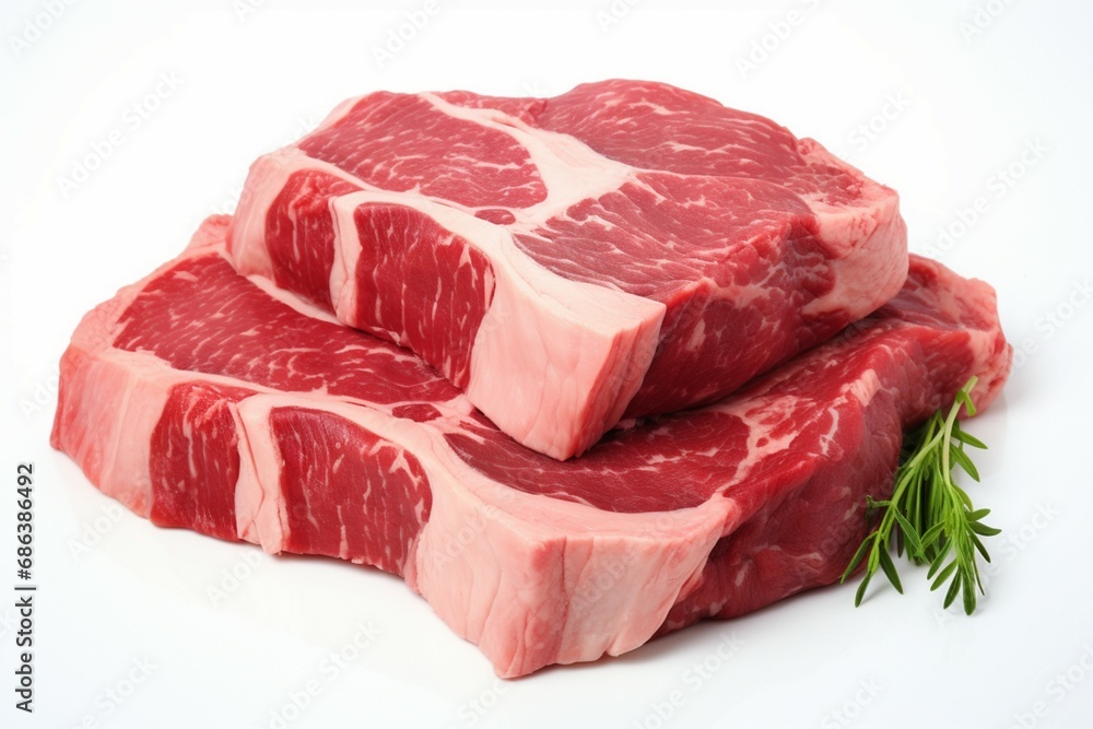 Fresh raw beef captured in isolation against a white background for clarity